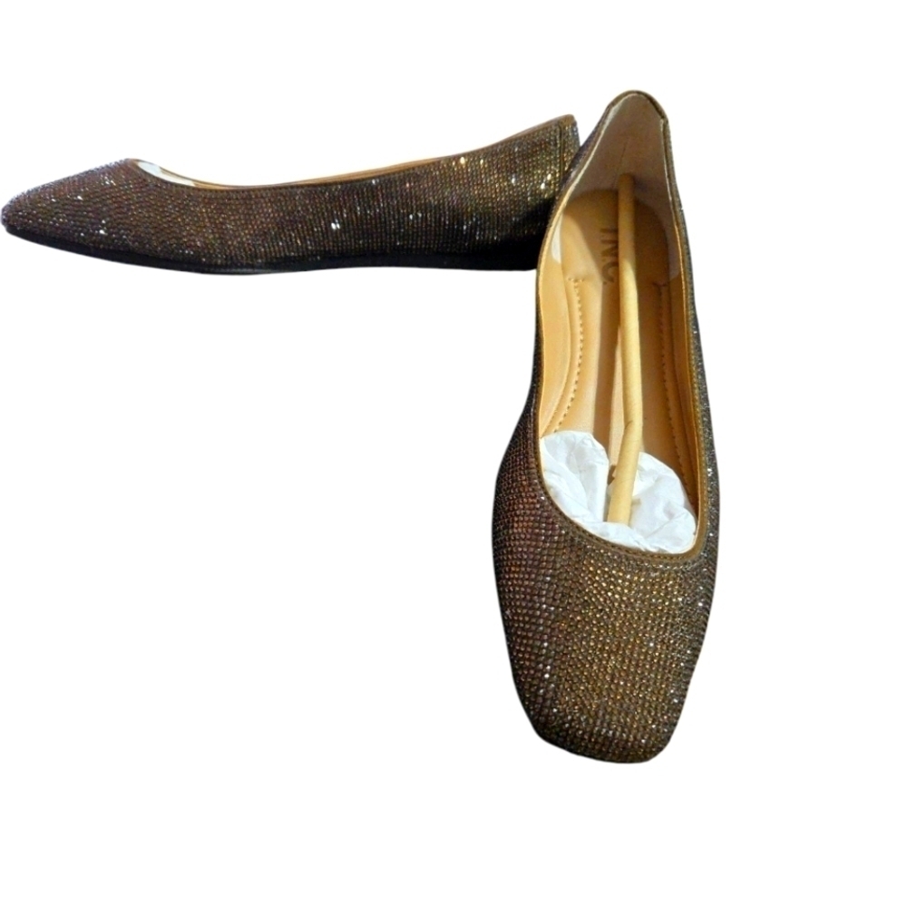 NWT INC International Concepts Women's Sparkling Brown Princess Flats Trending